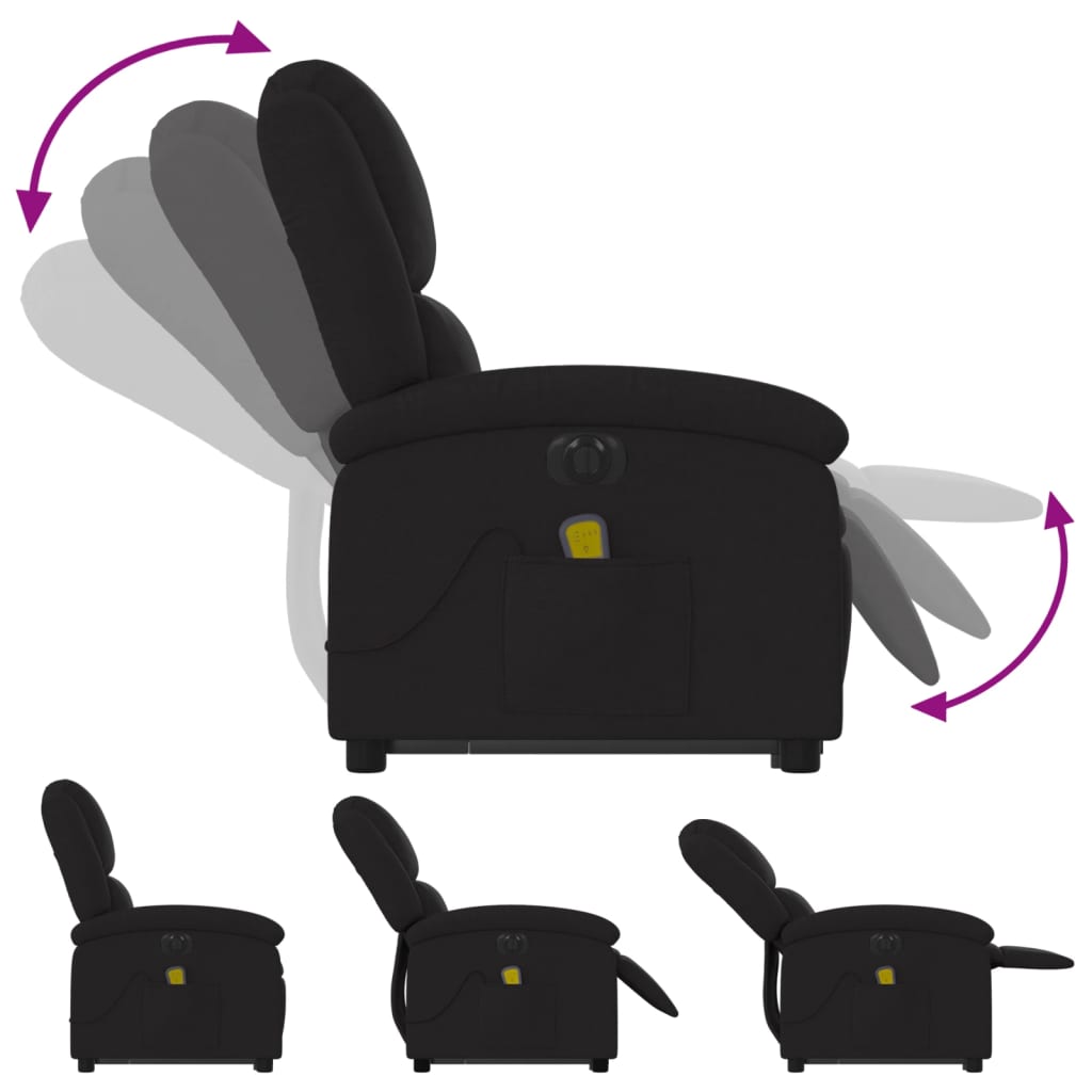Fauteuil inclinable de massage électrique Noir Tissu