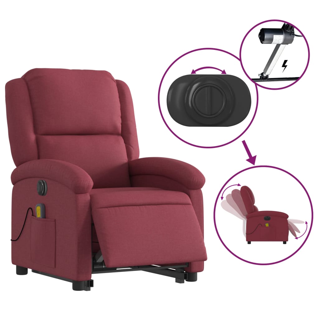 Fauteuil inclinable de massage électrique Rouge bordeaux Tissu - XIOS