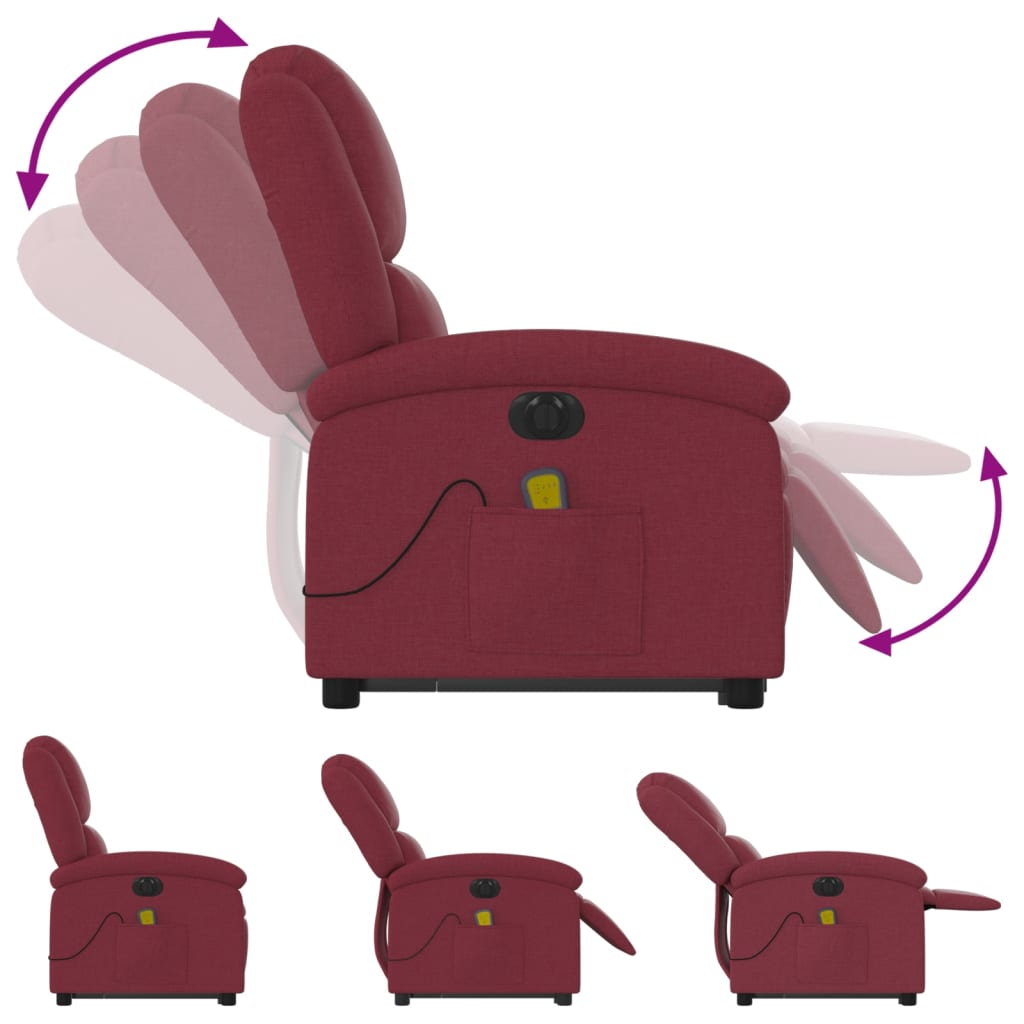 Fauteuil inclinable de massage électrique Rouge bordeaux Tissu - XIOS