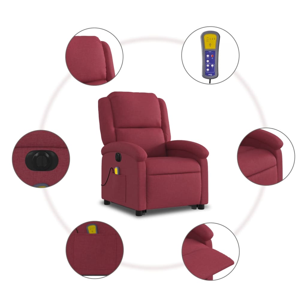 Fauteuil inclinable de massage électrique Rouge bordeaux Tissu - XIOS