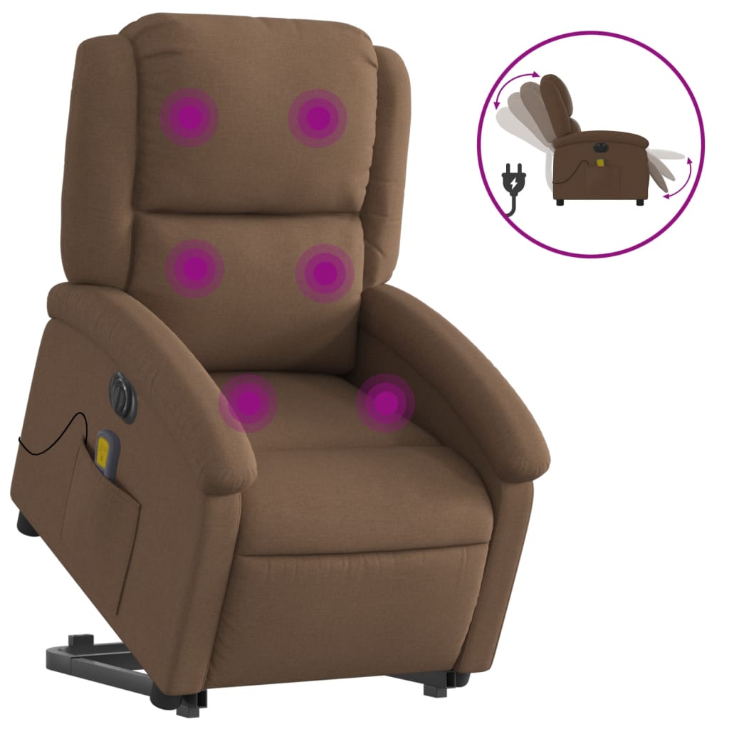 Fauteuil inclinable de massage électrique Marron Tissu - XIOS