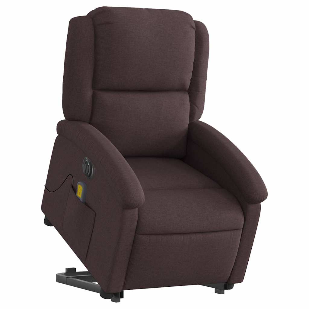 Fauteuil inclinable de massage électrique Marron foncé Tissu