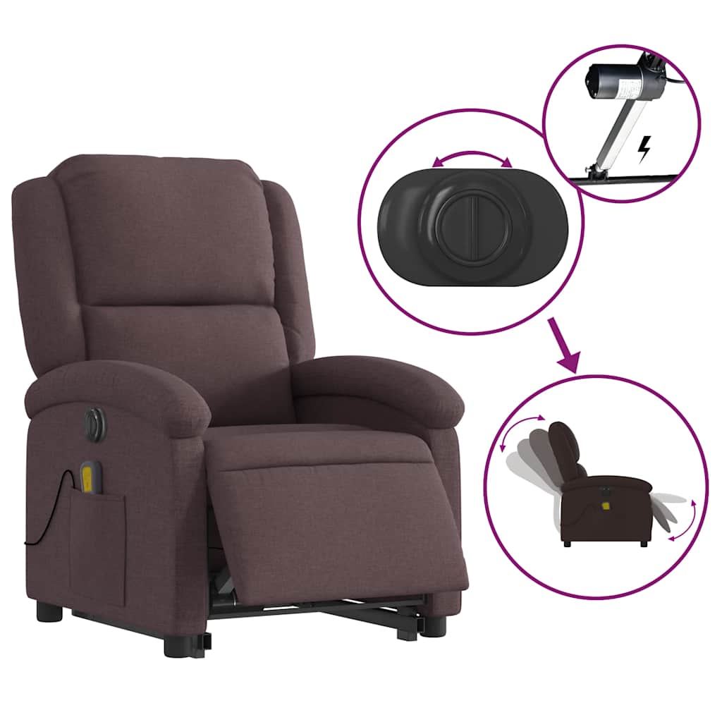 Fauteuil inclinable de massage électrique Marron foncé Tissu - XIOS