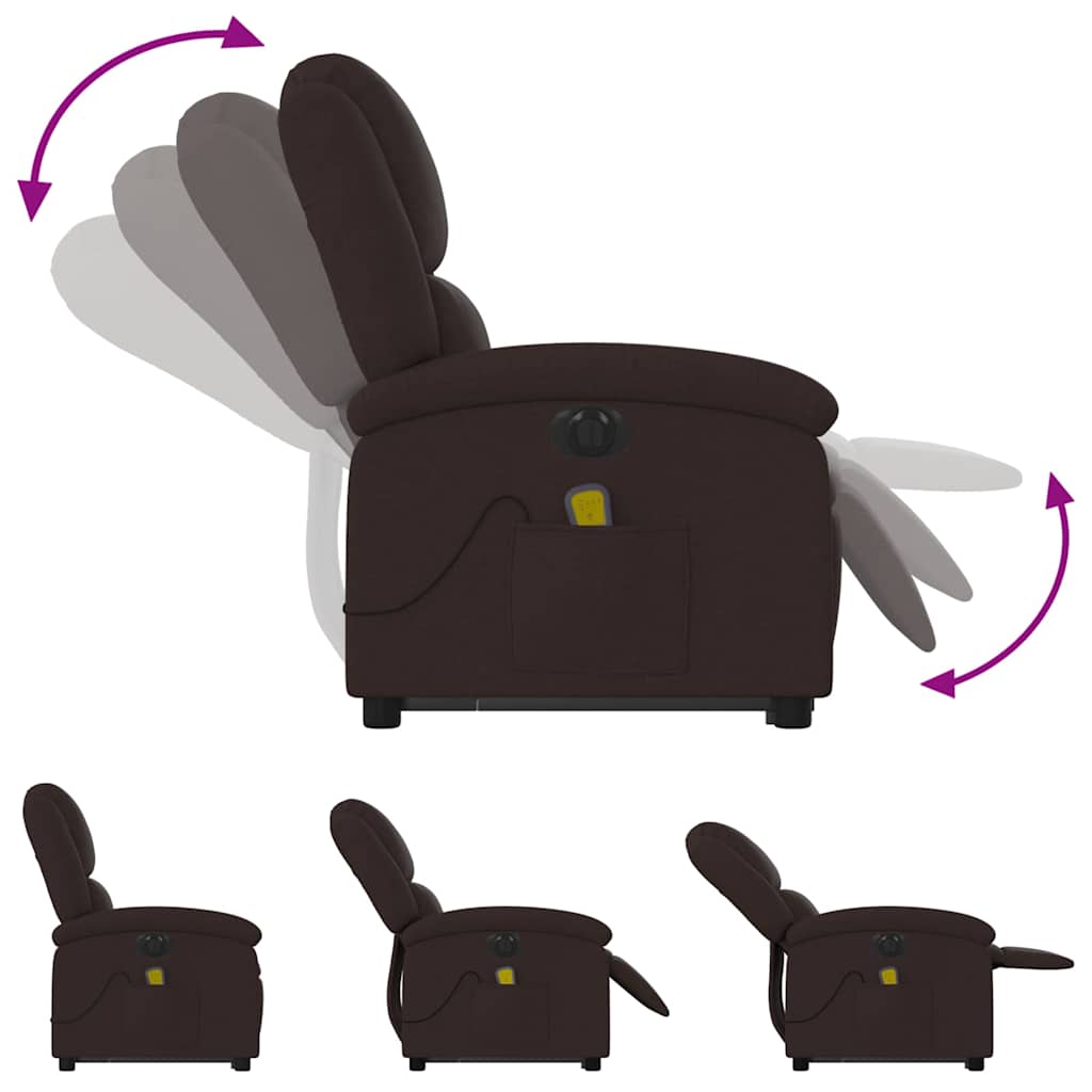 Fauteuil inclinable de massage électrique Marron foncé Tissu - XIOS