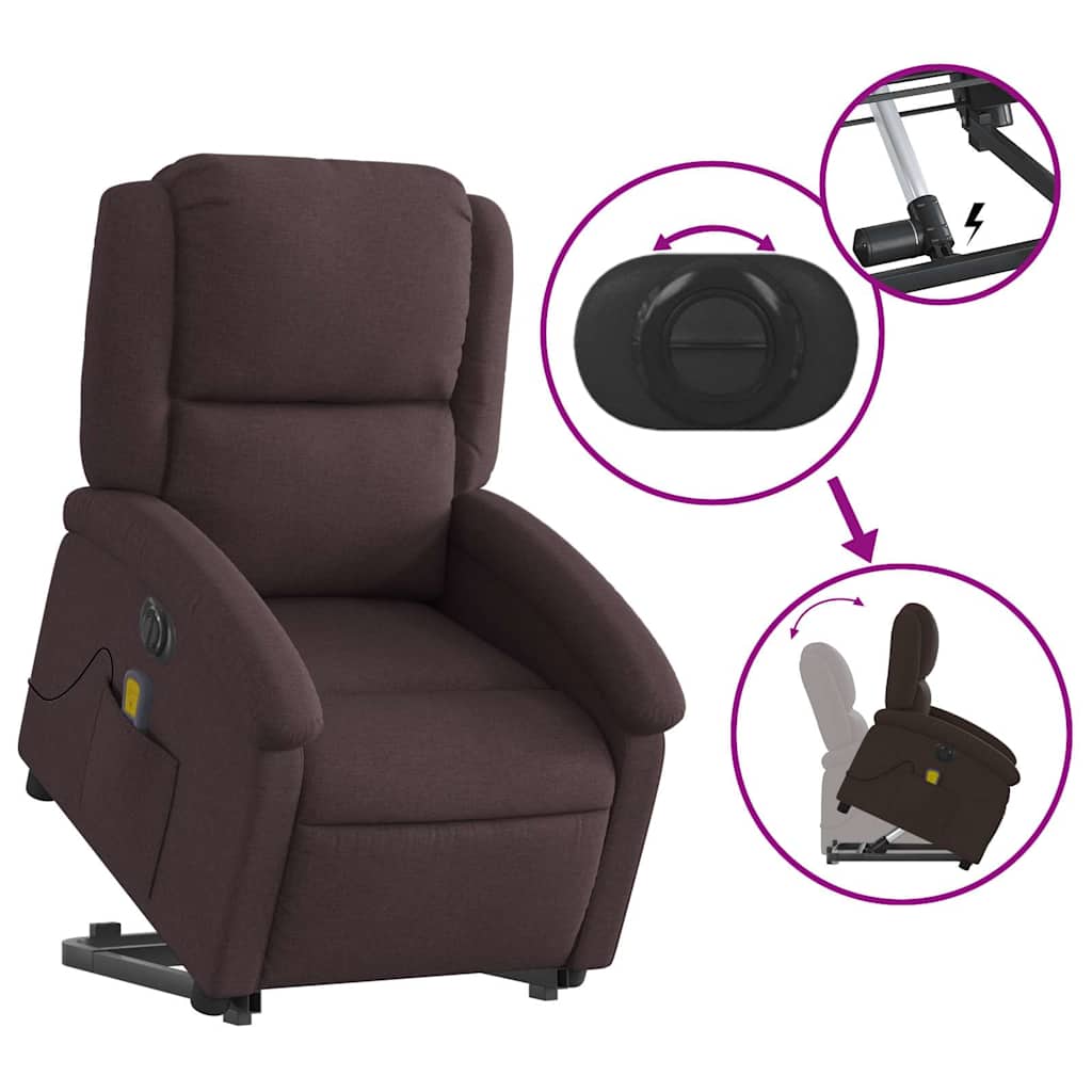 Fauteuil inclinable de massage électrique Marron foncé Tissu - XIOS