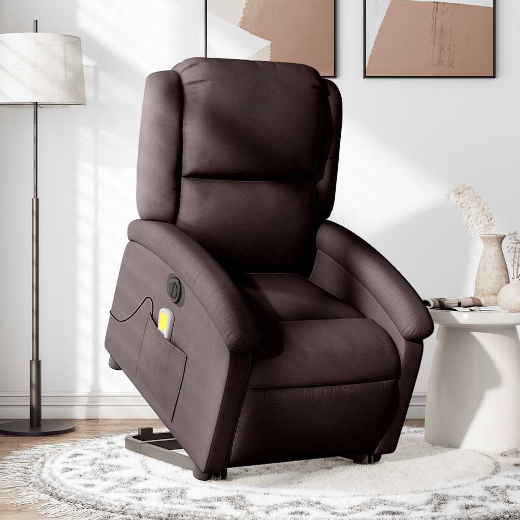 Fauteuil inclinable de massage électrique Marron foncé Tissu - XIOS