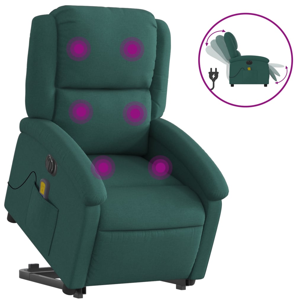 Fauteuil inclinable de massage électrique Vert foncé Tissu - XIOS