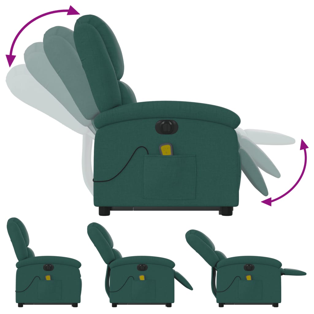 Fauteuil inclinable de massage électrique Vert foncé Tissu - XIOS