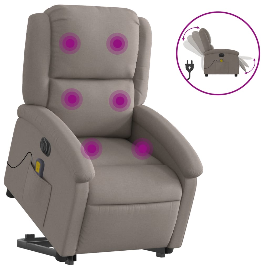 Fauteuil inclinable de massage électrique Taupe Tissu - XIOS