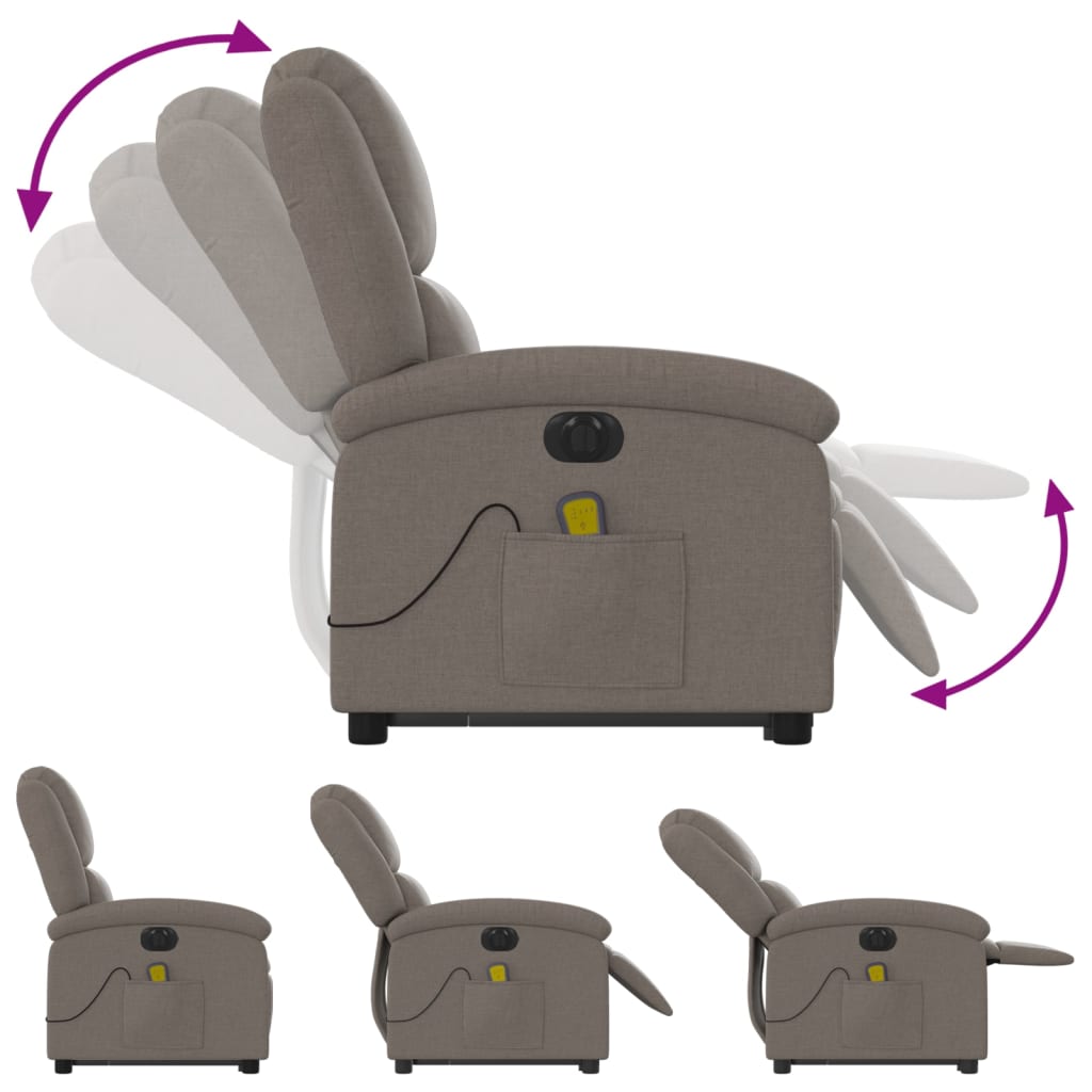 Fauteuil inclinable de massage électrique Taupe Tissu - XIOS
