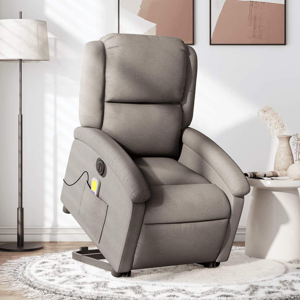 Fauteuil inclinable de massage électrique Taupe Tissu - XIOS
