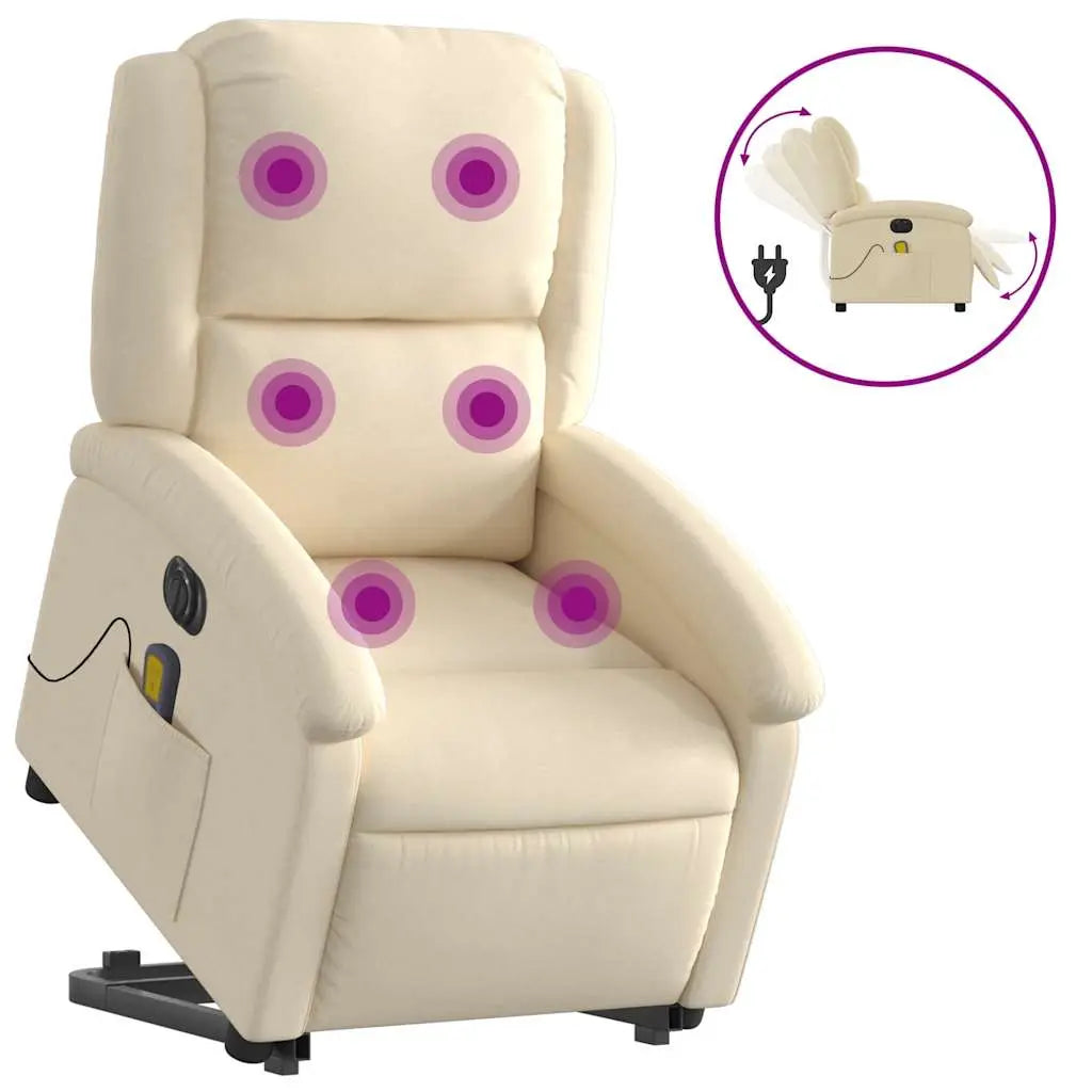 Fauteuil inclinable de massage électrique Crème Tissu - XIOS