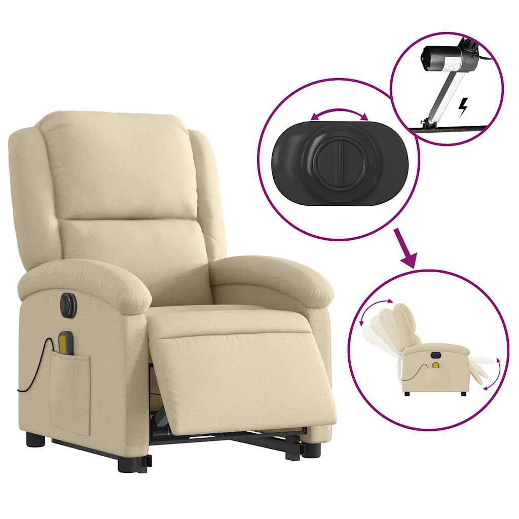 Fauteuil inclinable de massage électrique Crème Tissu - XIOS