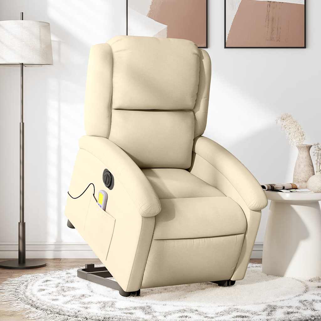 Fauteuil inclinable de massage électrique Crème Tissu - XIOS
