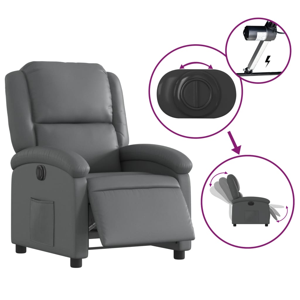 Fauteuil inclinable électrique Gris Similicuir - XIOS