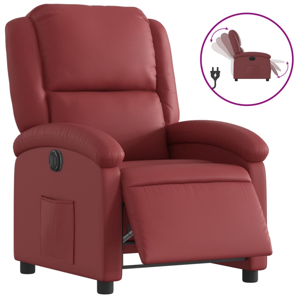 Fauteuil inclinable électrique Rouge bordeaux Similicuir - XIOS