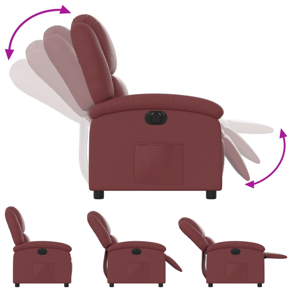 Fauteuil inclinable électrique Rouge bordeaux Similicuir - XIOS