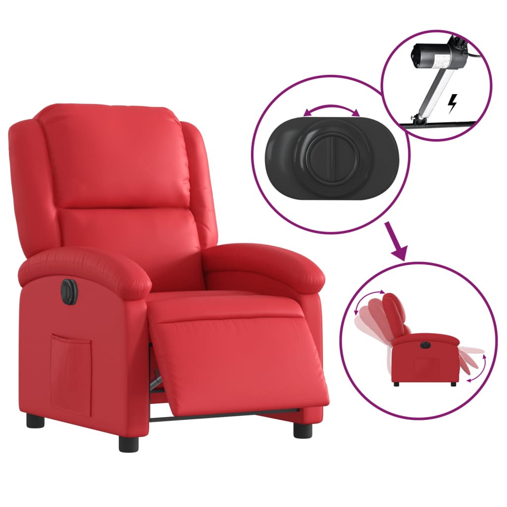 Fauteuil inclinable électrique Rouge Similicuir - XIOS