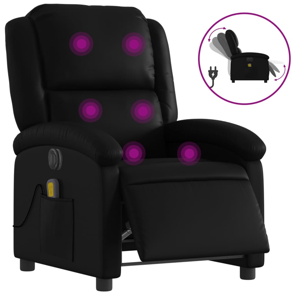 Fauteuil de massage inclinable électrique noir similicuir - XIOS
