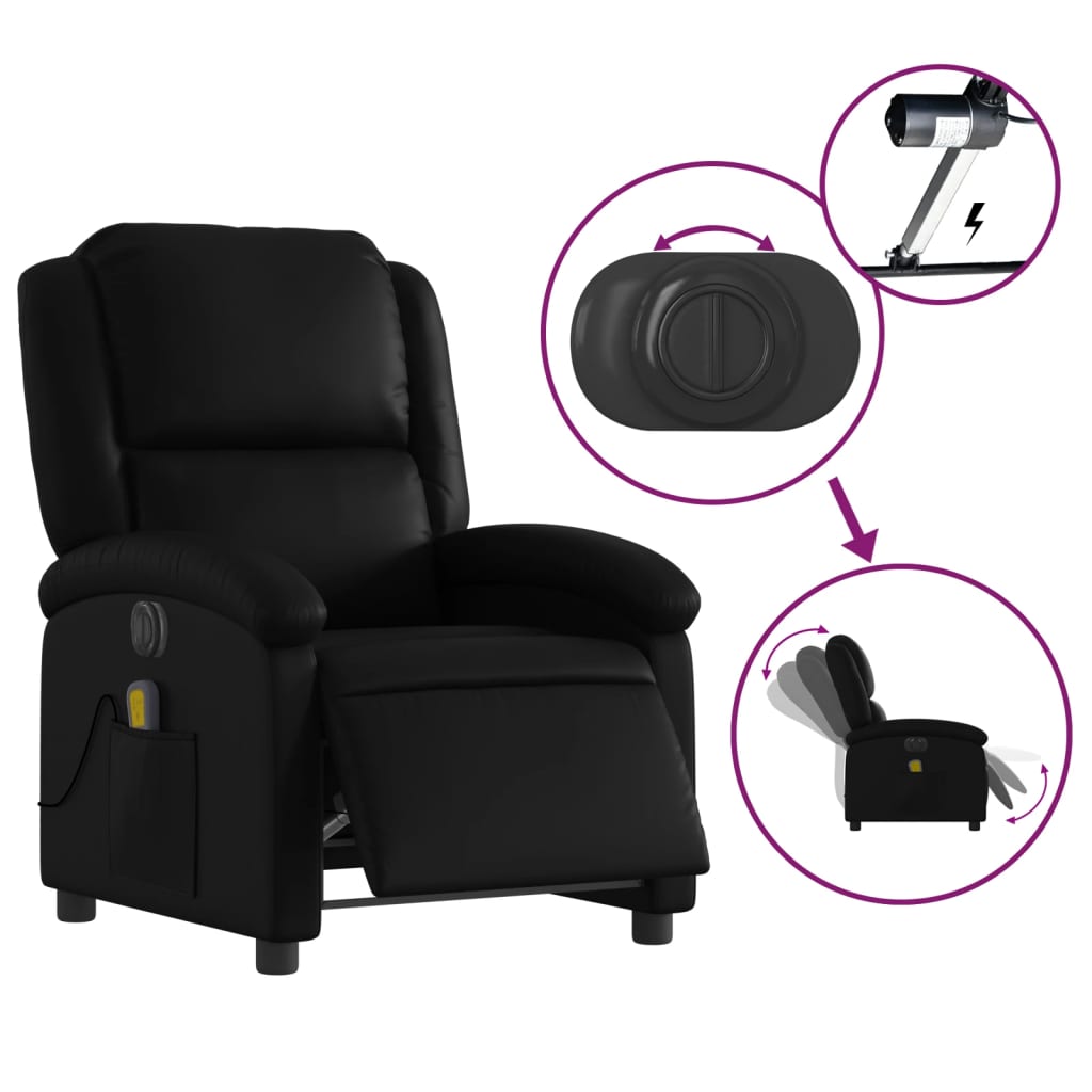 Fauteuil de massage inclinable électrique noir similicuir - XIOS
