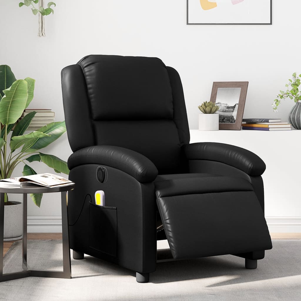 Fauteuil de massage inclinable électrique noir similicuir - XIOS