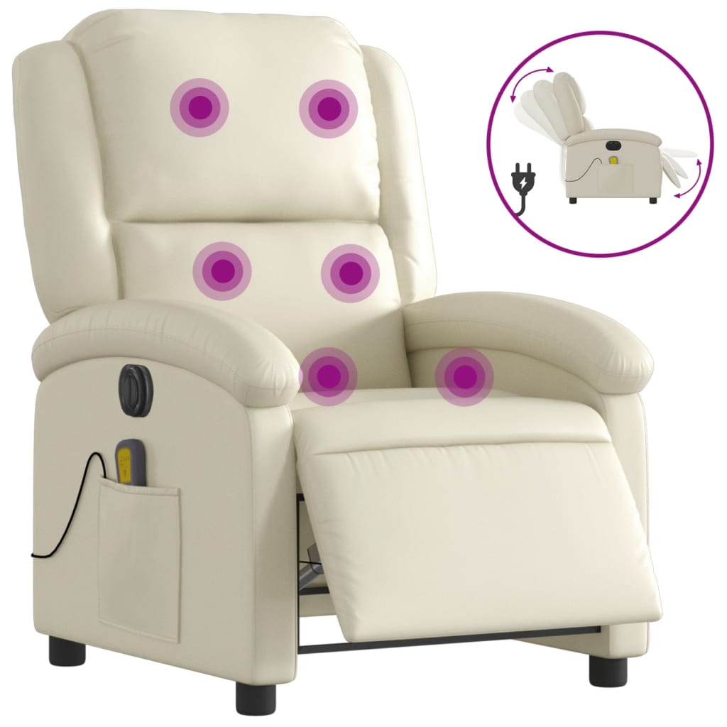 Fauteuil de massage inclinable électrique crème similicuir - XIOS