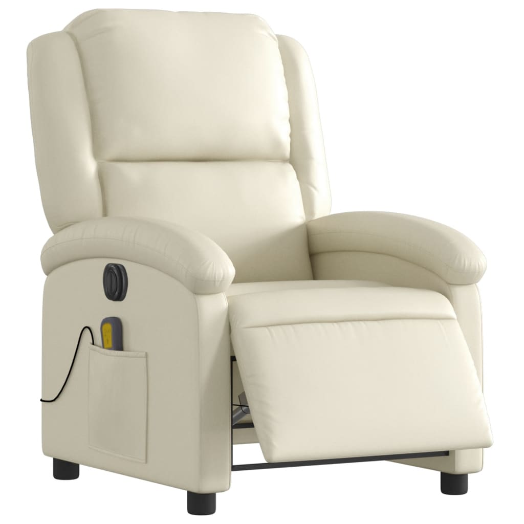 Fauteuil de massage inclinable électrique crème similicuir - XIOS