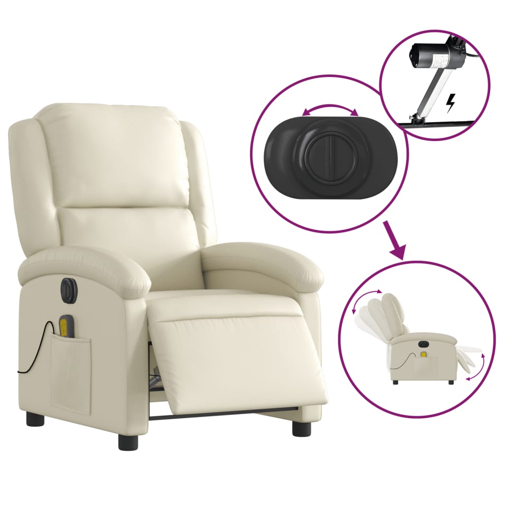 Fauteuil de massage inclinable électrique crème similicuir - XIOS