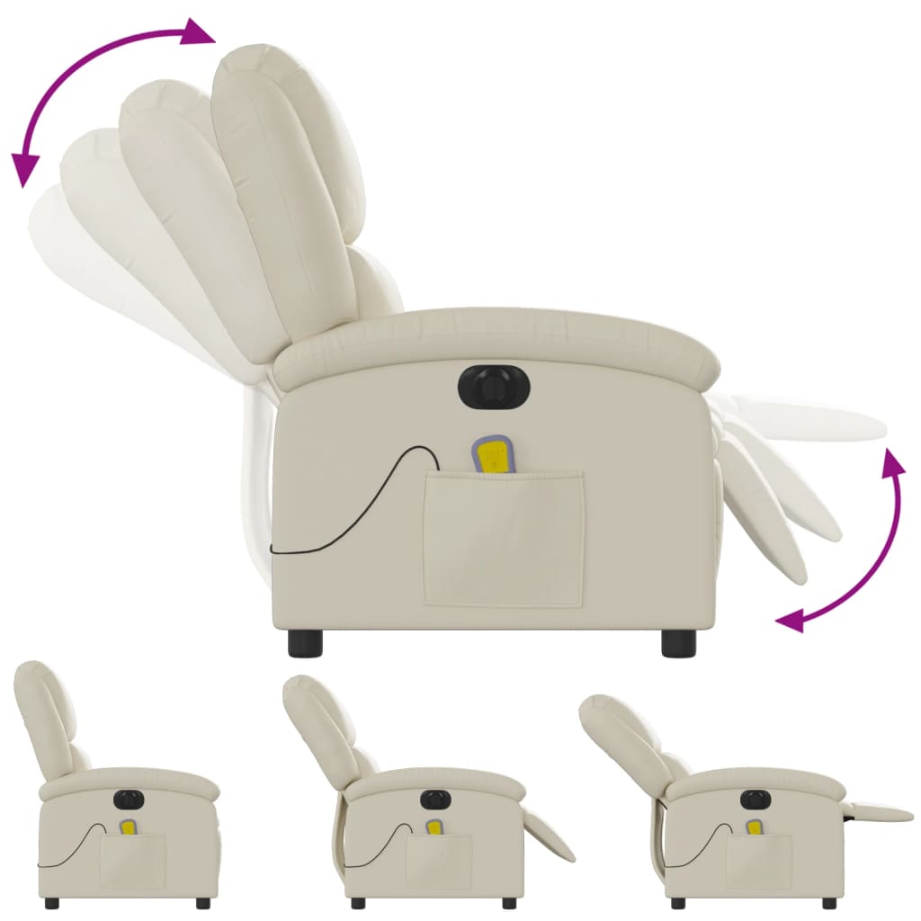 Fauteuil de massage inclinable électrique crème similicuir - XIOS