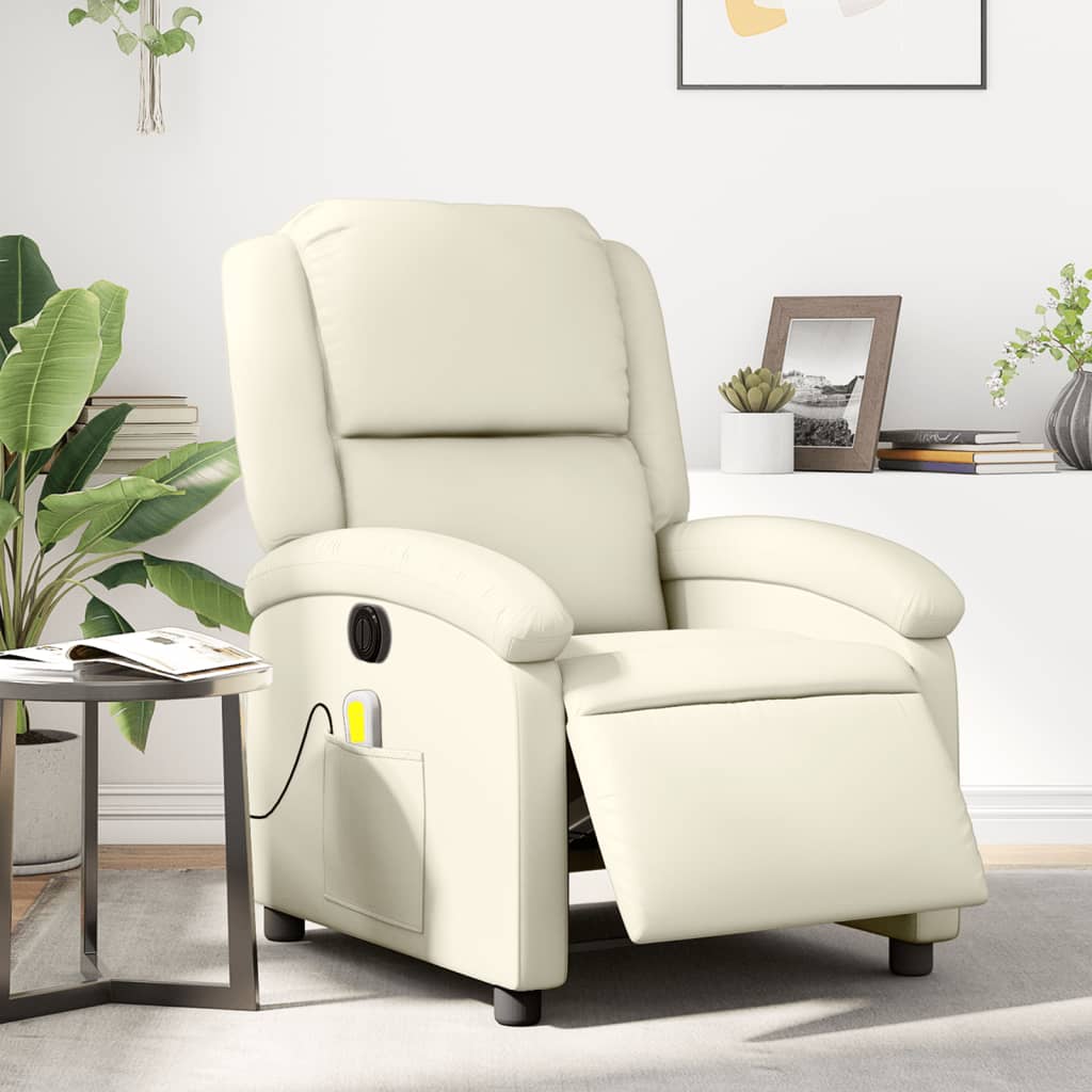 Fauteuil de massage inclinable électrique crème similicuir - XIOS