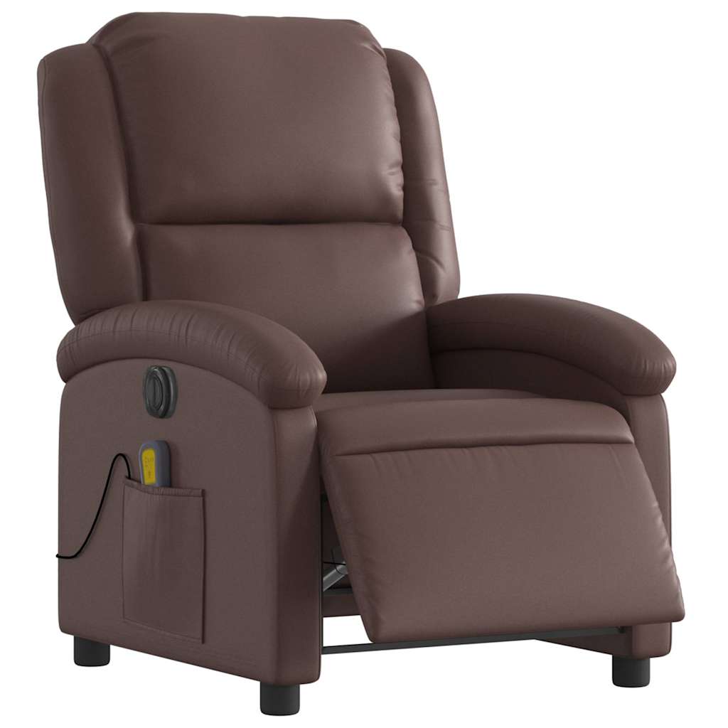 Fauteuil de massage inclinable électrique marron similicuir