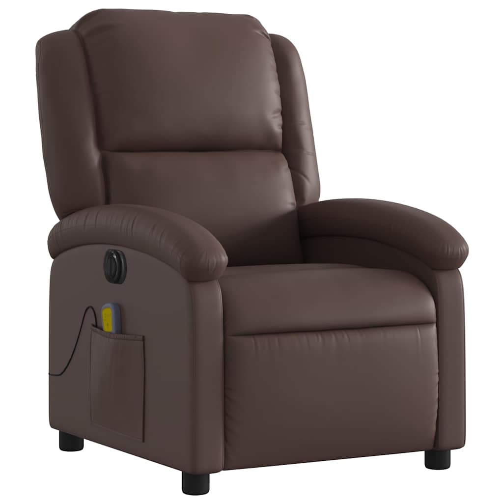 Fauteuil de massage inclinable électrique marron similicuir - XIOS