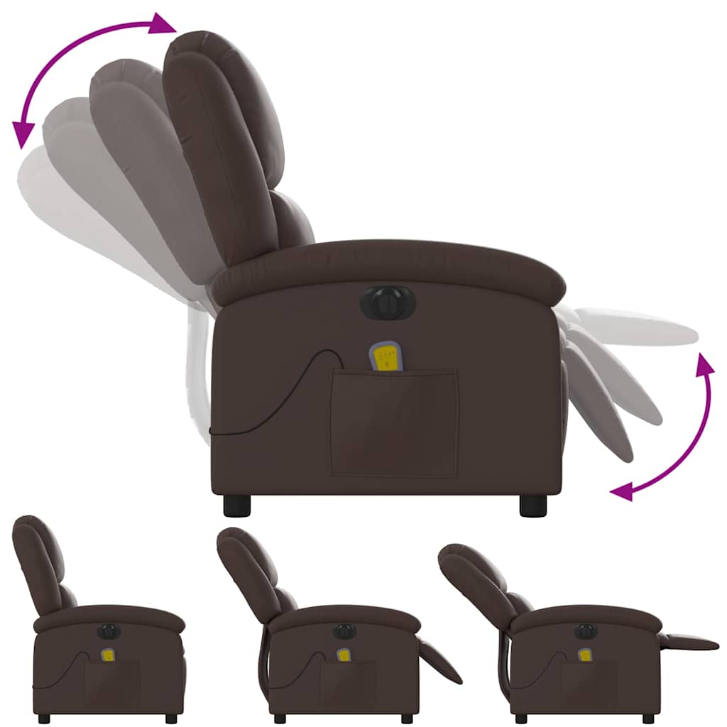 Fauteuil de massage inclinable électrique marron similicuir - XIOS