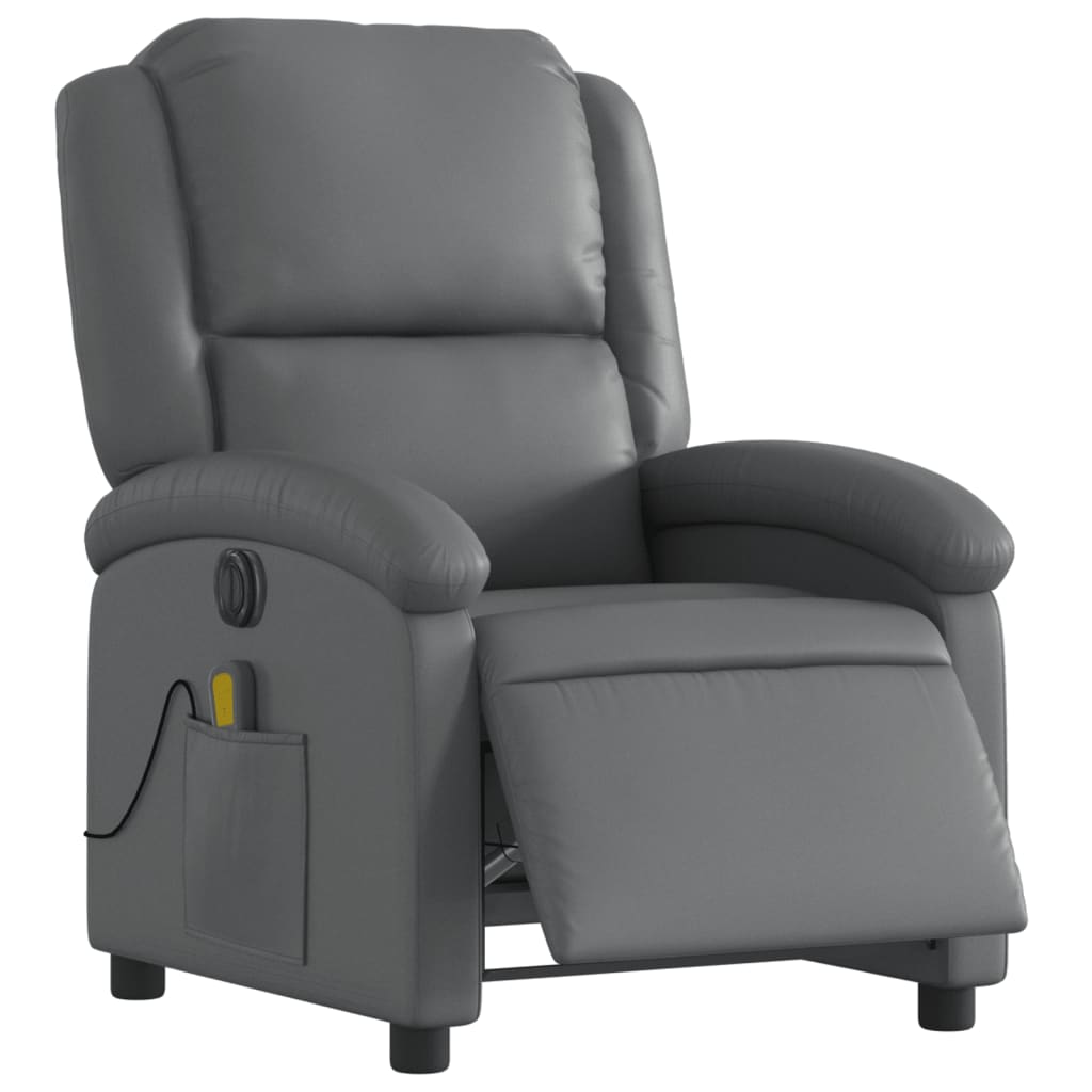 Fauteuil de massage inclinable électrique gris similicuir - XIOS