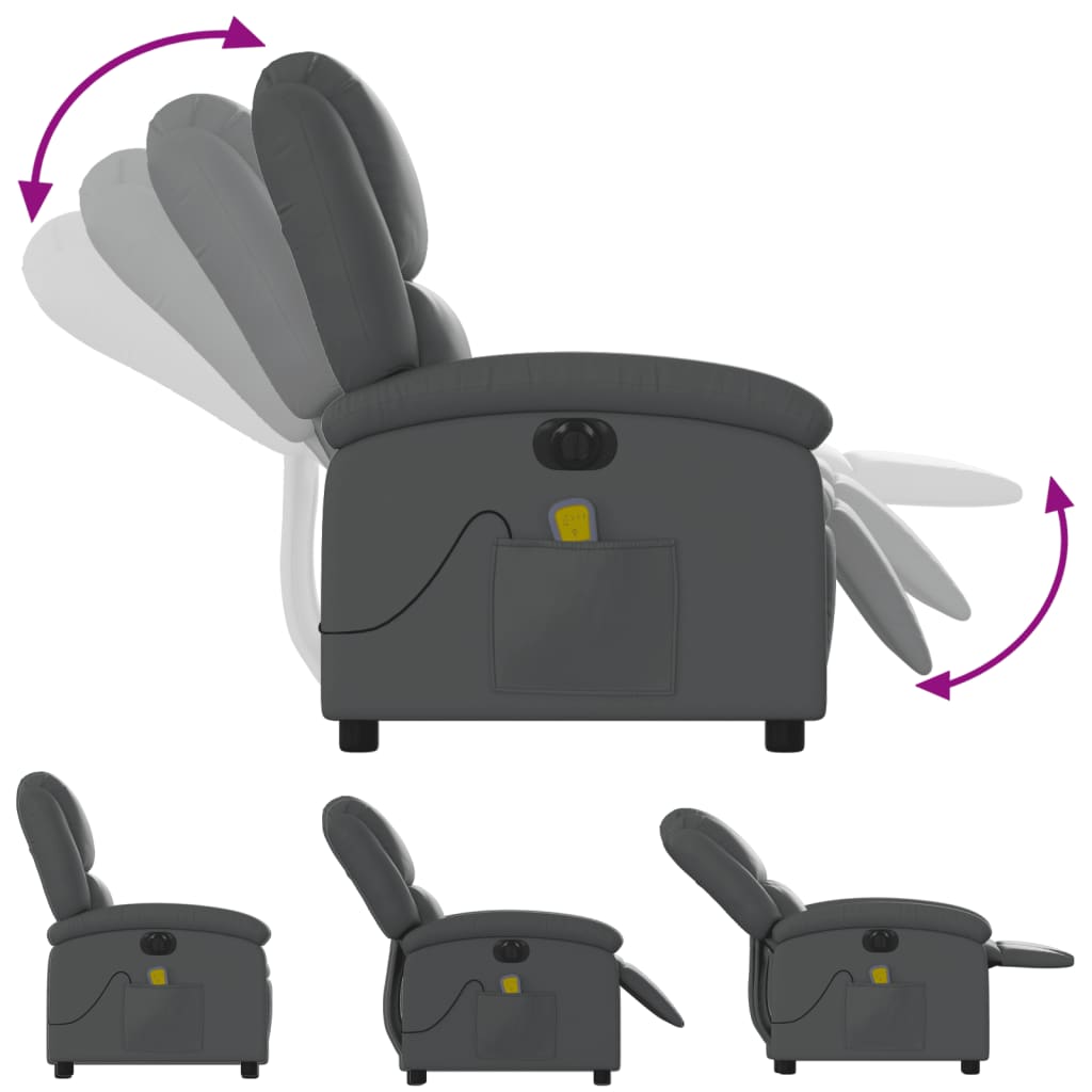 Fauteuil de massage inclinable électrique gris similicuir - XIOS