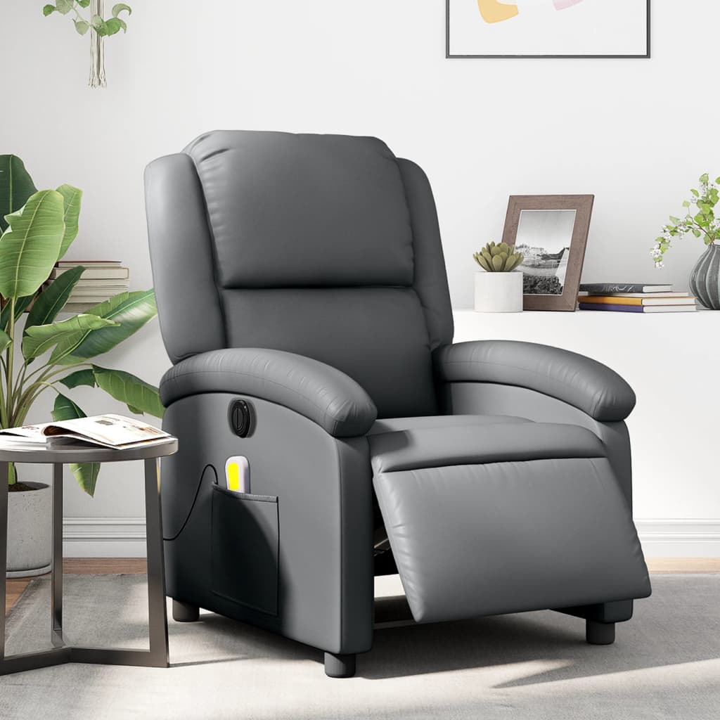 Fauteuil de massage inclinable électrique gris similicuir - XIOS