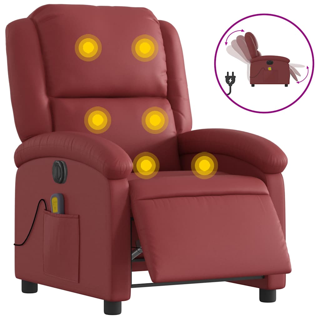 Fauteuil de massage inclinable électrique rouge bordeaux - XIOS