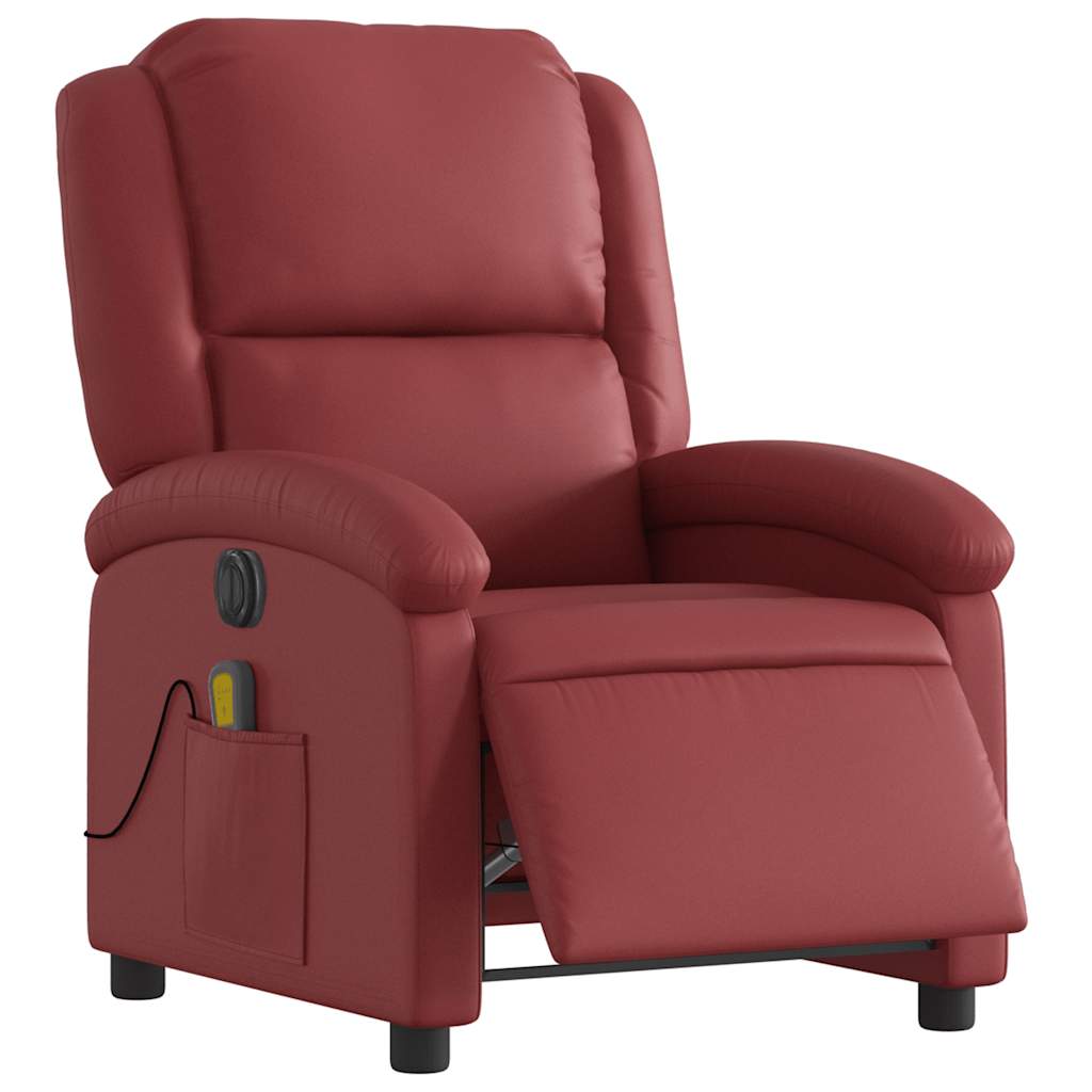 Fauteuil de massage inclinable électrique rouge bordeaux - XIOS