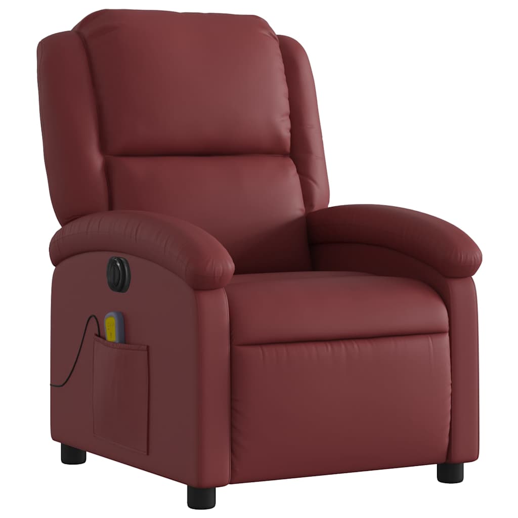 Fauteuil de massage inclinable électrique rouge bordeaux - XIOS