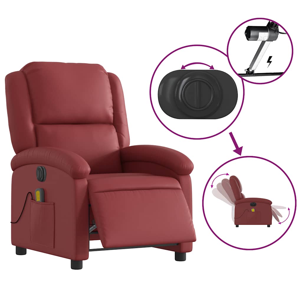Fauteuil de massage inclinable électrique rouge bordeaux - XIOS