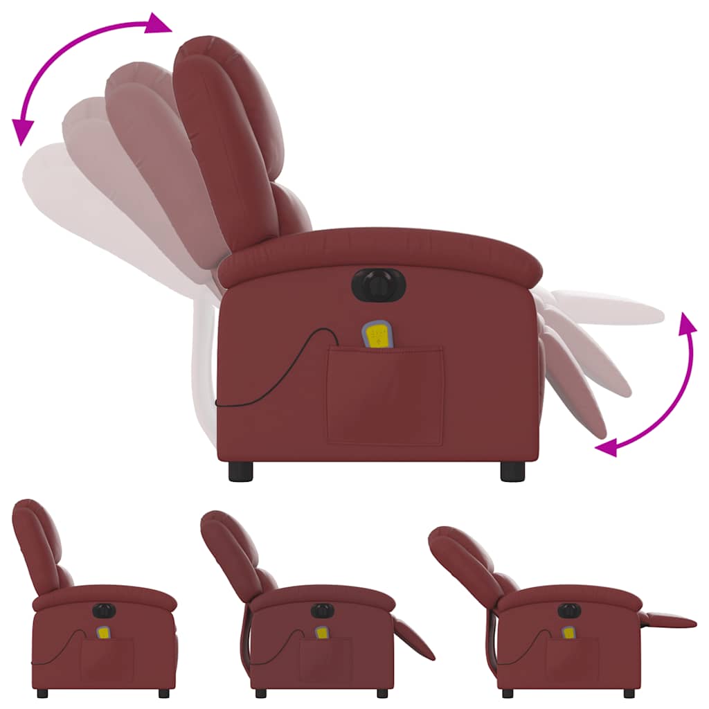 Fauteuil de massage inclinable électrique rouge bordeaux - XIOS