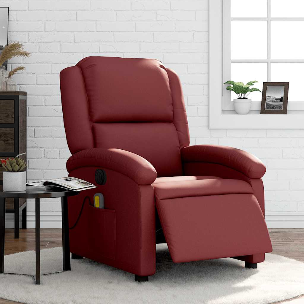 Fauteuil de massage inclinable électrique rouge bordeaux - XIOS