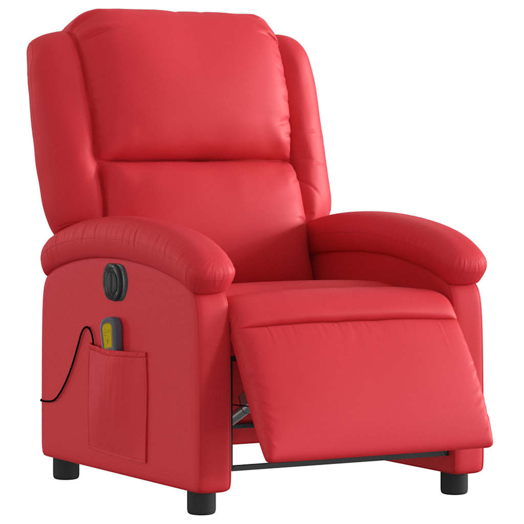 Fauteuil de massage inclinable électrique rouge similicuir - XIOS