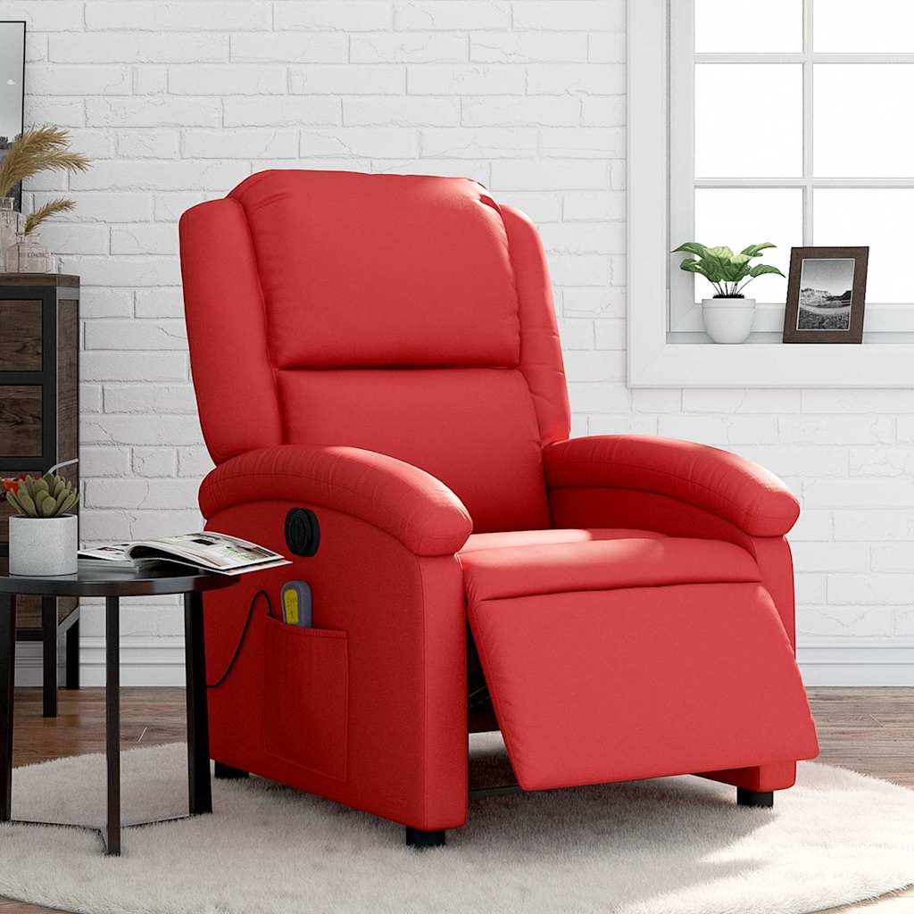 Fauteuil de massage inclinable électrique rouge similicuir - XIOS