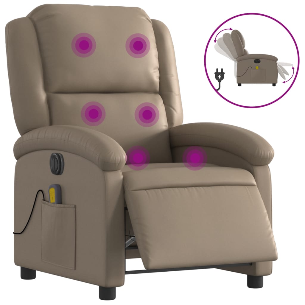 Fauteuil de massage inclinable électrique cappuccino similicuir - XIOS