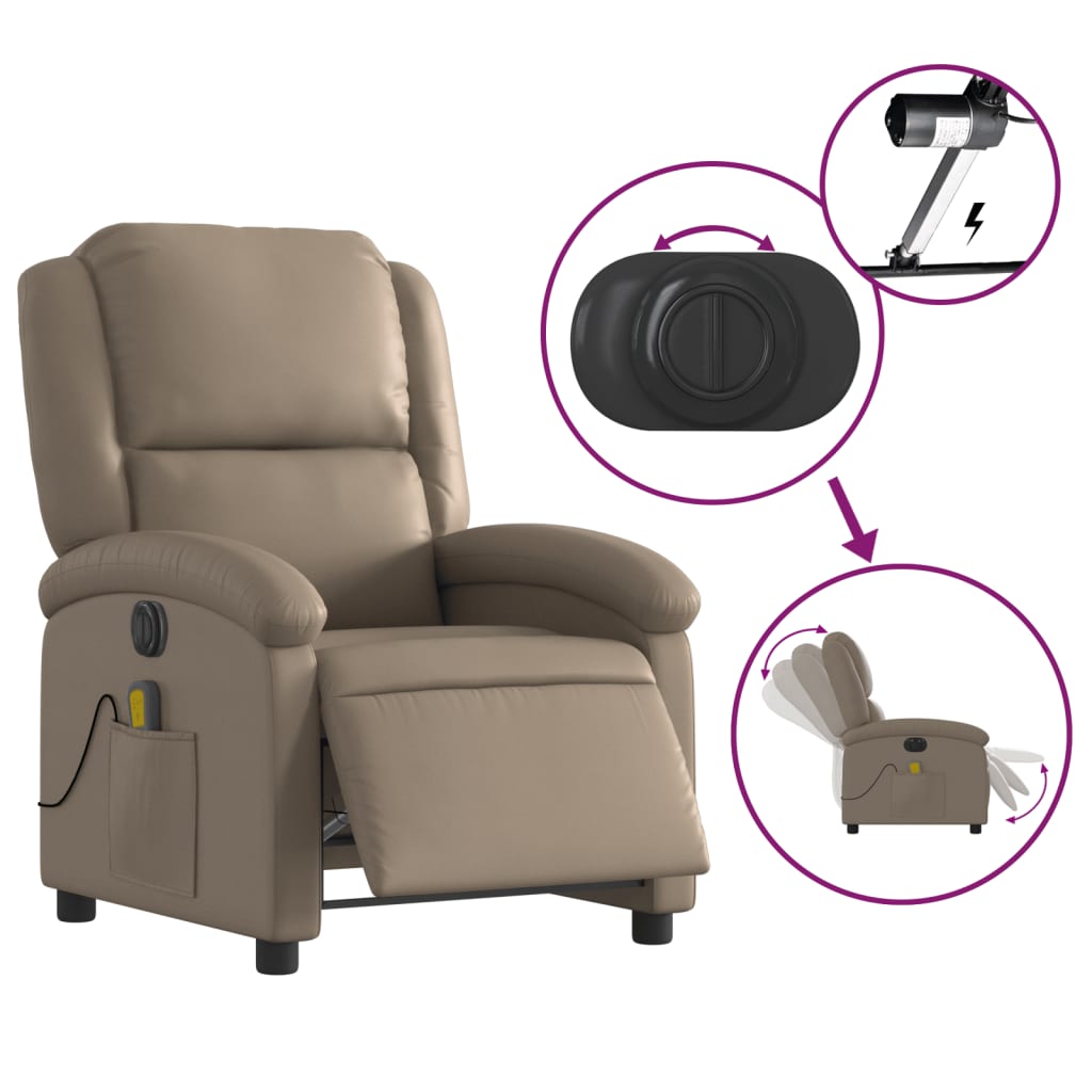 Fauteuil de massage inclinable électrique cappuccino similicuir - XIOS