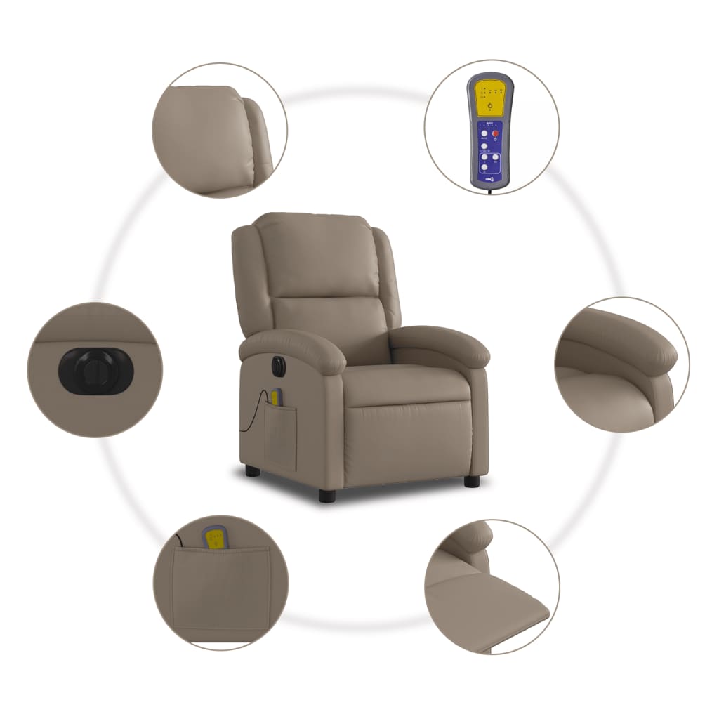 Fauteuil de massage inclinable électrique cappuccino similicuir - XIOS