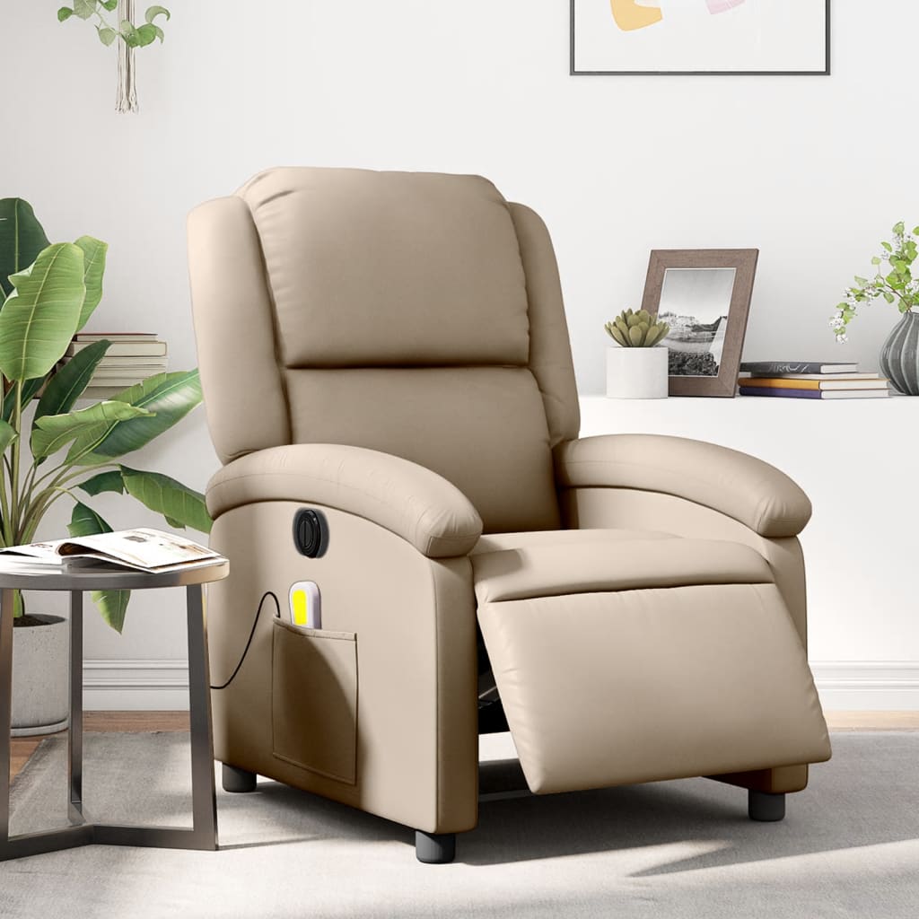 Fauteuil de massage inclinable électrique cappuccino similicuir - XIOS