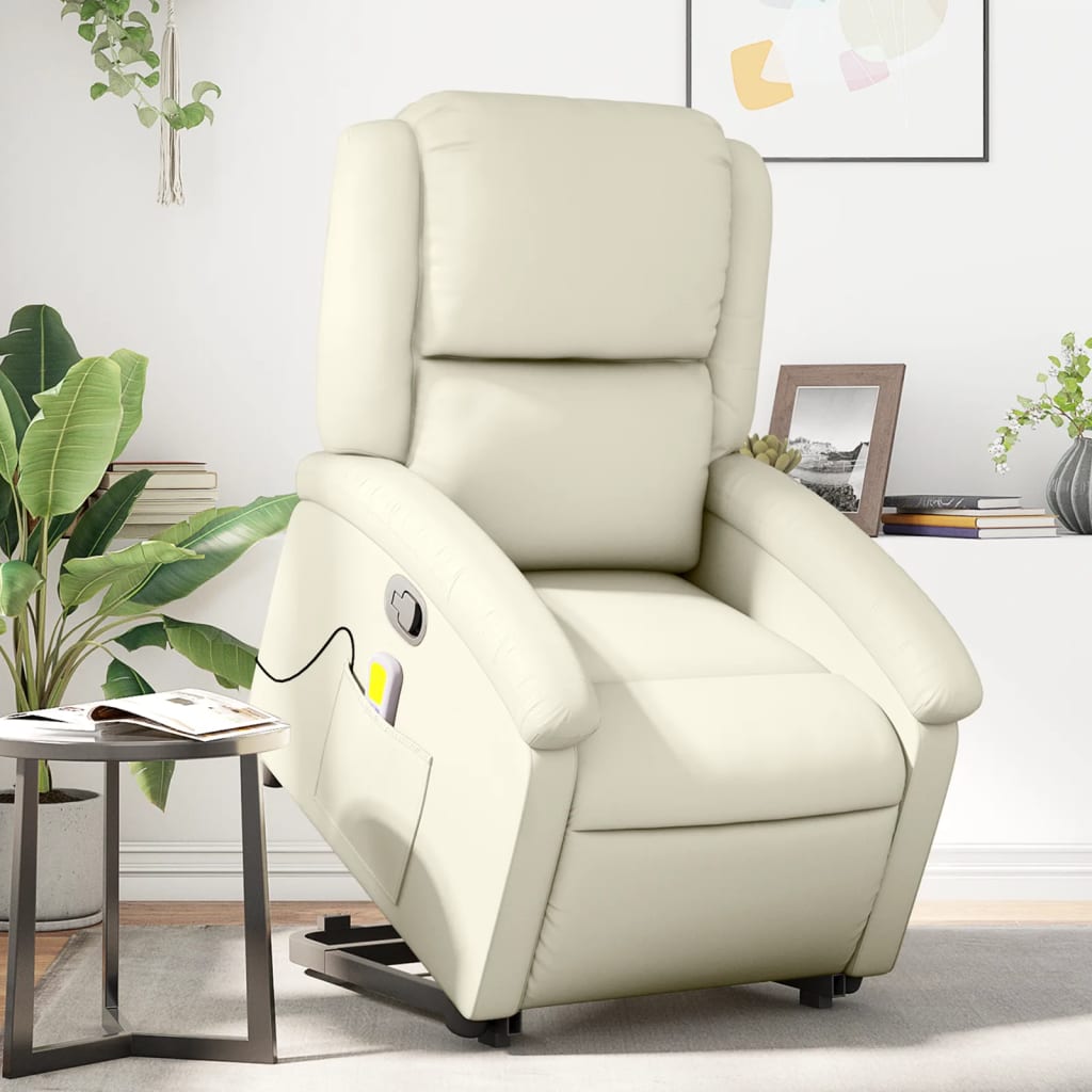Fauteuil inclinable de massage Crème Similicuir - XIOS