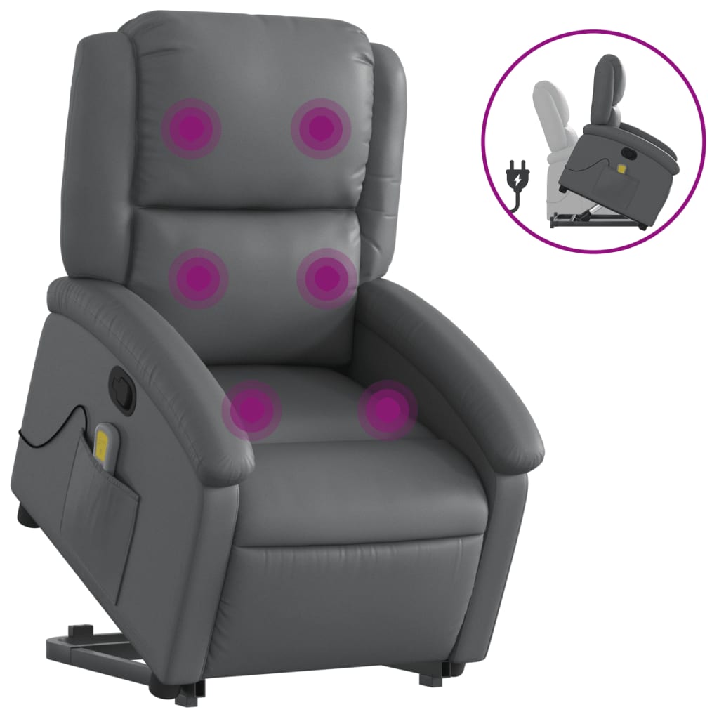 Fauteuil inclinable de massage Gris Similicuir - XIOS